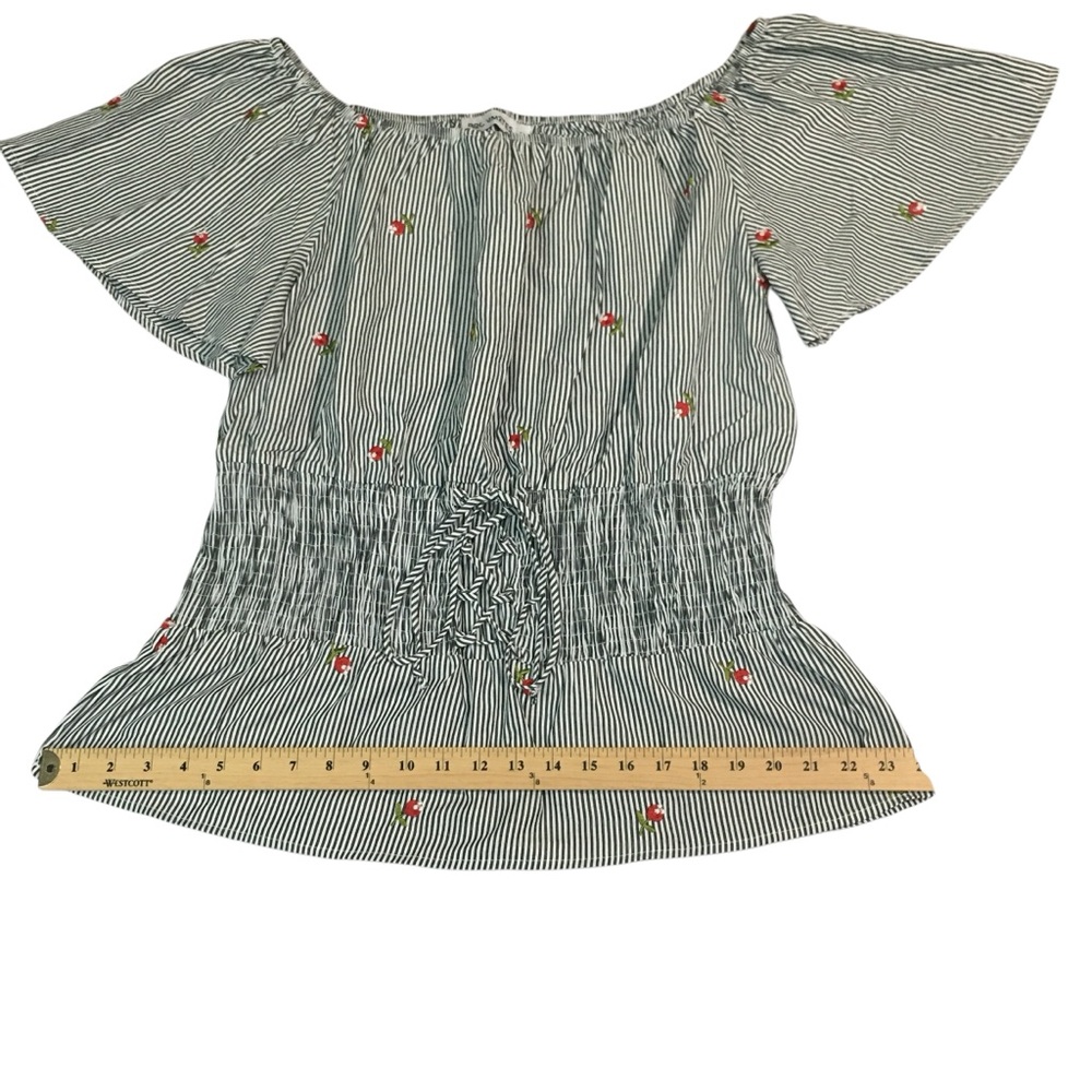 Roommates Striped Floral Lace Up Top Blouse - Women’s 1X NWT - Picture 6 of 13